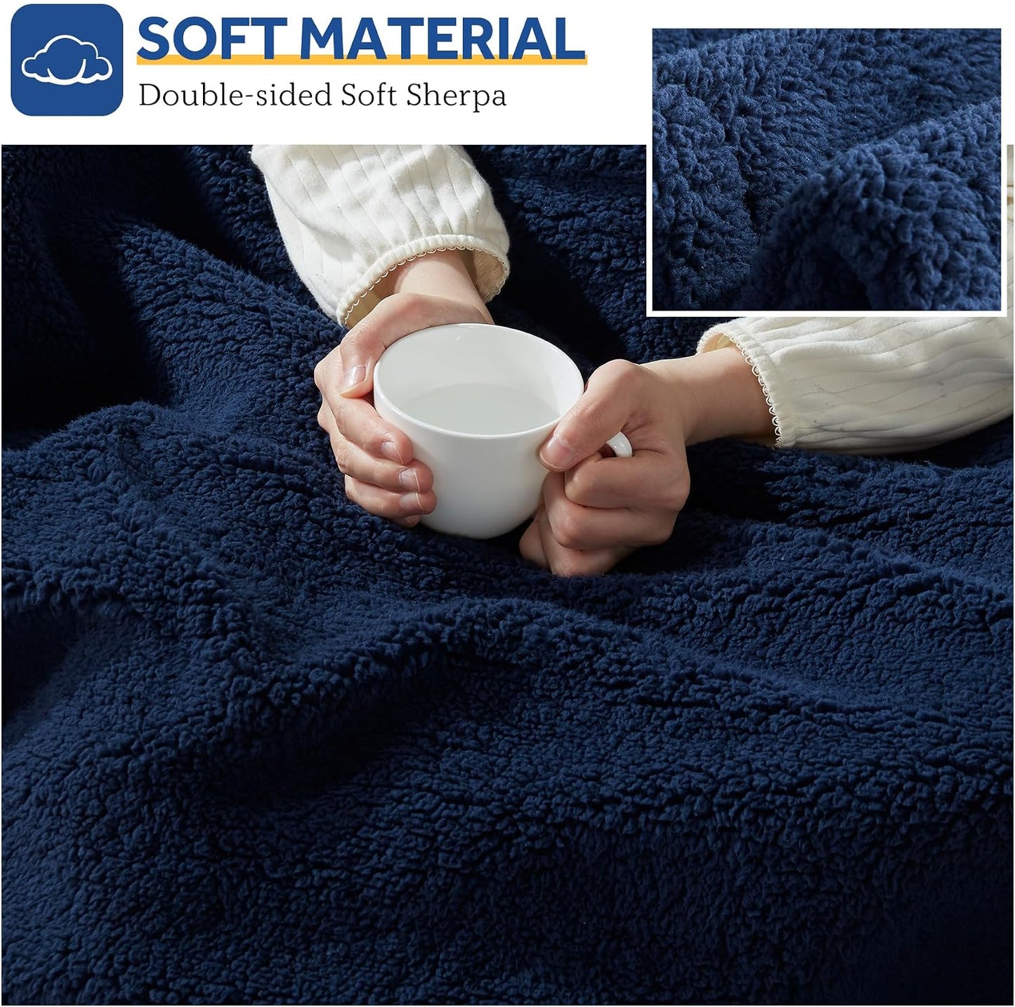 Sealy Electric Blanket Heated Throw 50"x60" Soft Double Sherpa Super Cozy with 6 Fast Heating Levels & 2-10 Hours Auto-Off, Over-Heat Protection, Machine Washable, Charcoal