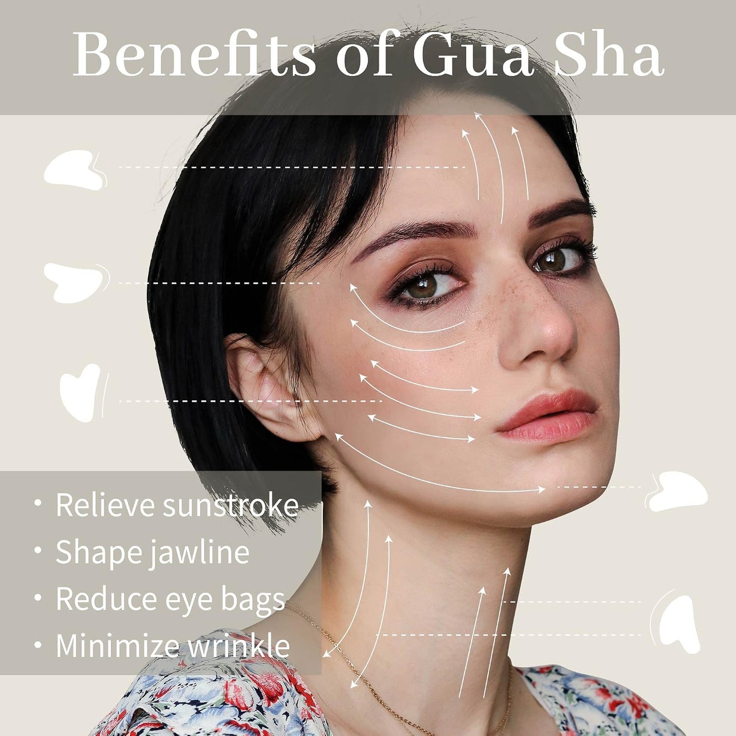 Rena Chris Gua Sha Facial Tools: Jade Stone Guasha Tool for Face Acupuncture Therapy, Facial Massager for Jawline Sculpting and Puffiness Reducing (Green)