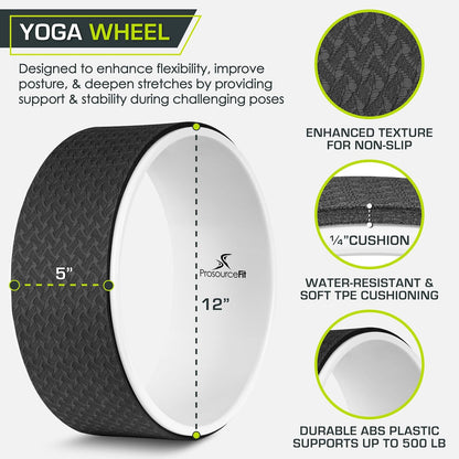 ProsourceFit Yoga Wheel Prop 12” for Improving Yoga Poses, Backbends, Flexibility, Balance, Stretching, Relaxation
