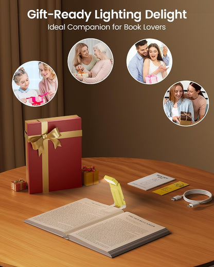 Glocusent Eye-Caring 12 LED Book Light, Compact Rechargeable Reading Light