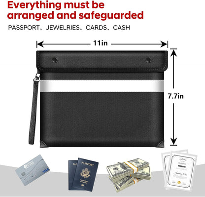 Fireproof Bag Dual Reflective Strips, Waterproof Zipper, 5200°F Heat