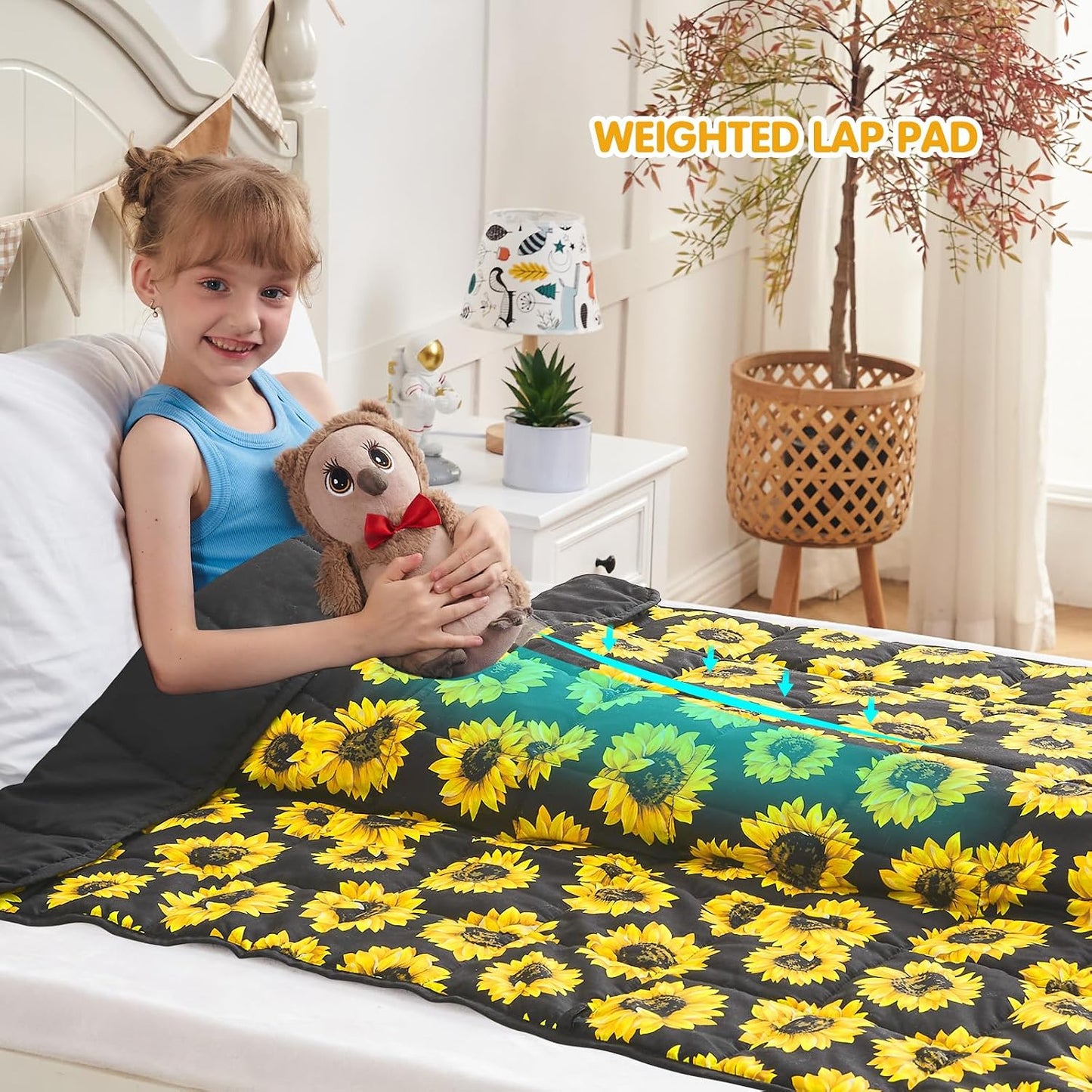 yescool Weighted Lap Pad 2 Pounds Weighted Lap Blanket, Space Plane Small Weighted Blanket, Weighted Throw Blanket Gifts for Travel Indoor Outdoor, 20"x30"