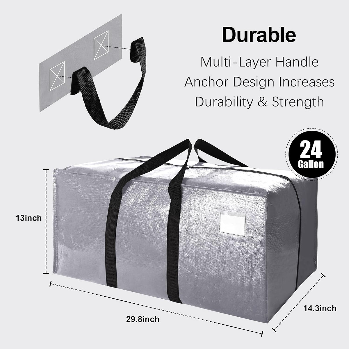VELVETSURE Heavy Duty Extra Large Moving Bags W/Backpack Straps - Strong Handles & Zippers, Storage Totes For Space Saving, Fold Flat, Alternative to Box and Bin (Set of 6, Multicolor)