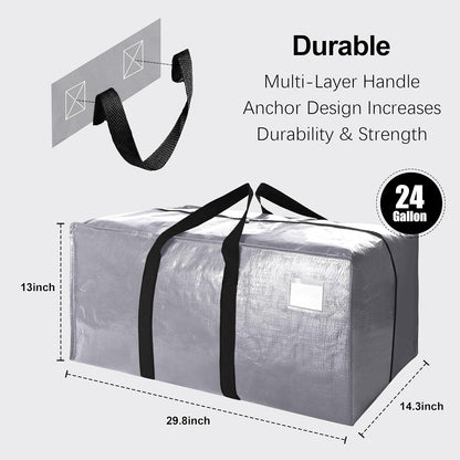 VELVETSURE Heavy Duty Extra Large Moving Bags W/Backpack Straps - Strong Handles & Zippers, Storage Totes For Space Saving, Fold Flat, Alternative to Box and Bin (Set of 6, Multicolor)