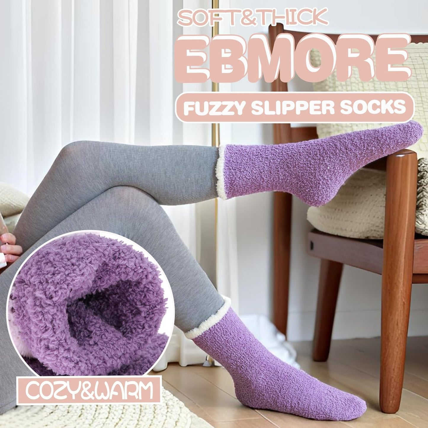 EBMORE Womens Fuzzy Socks Slipper Fluffy Cozy Comfy Cabin Plush Warm Winter Sleep Home Soft Socks