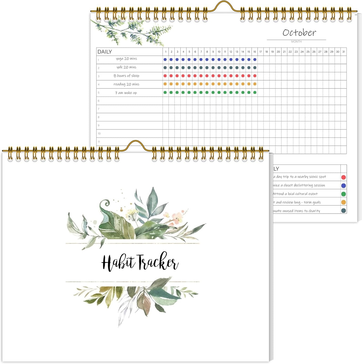 Habit Tracker Calendar Undated for Daily, Weekly & Monthly, 8" x 10" (Pink)