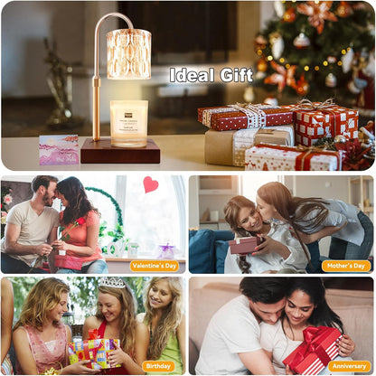 Candle Warmer Lamp with 3 Bulbs, Adjustable Height Dimmable Candle Warmer with Timer, Candle Lamp with Charming Gift Box Ribbon,Birthday Gifts for Women Mom, House Warming Gifts New Home Decor