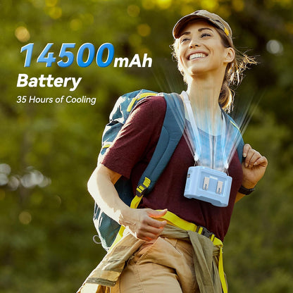 14500mAh Portable Waist Fan, Shirt Belt Clip on Fan Full Body Cooling