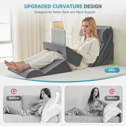 Yojoker 4PCS Orthopedic Bed Wedge Pillow Set for Sleeping, Post Surgery Foam Pillow for Body, Back and Leg Pain Relief, Triangle Adjustable Support Pillow - Acid Reflux, Anti Snoring & GERD Sleeping