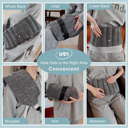 uncn Large Microwave Heating Pad for Lower Back Pain Relief 30X7.5in Heated Neck and Shoulder Wrap Microwavable Heat Packs for Cramps, Menstrual, Lumbar, Muscle Spasms Heated Waist Cordless Belt