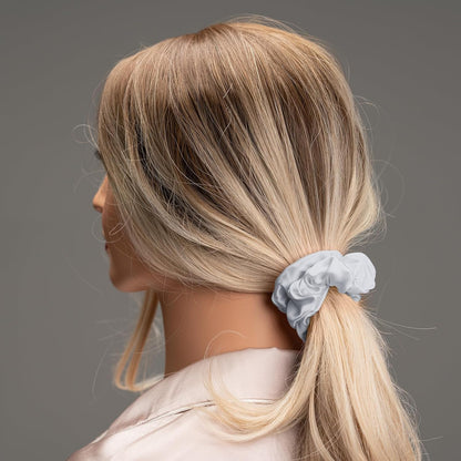 Silk Scrunchies for Hair 100% Mulberry Silk Hair Ties 3 Pack(Black, Navy Blue, Emerald)