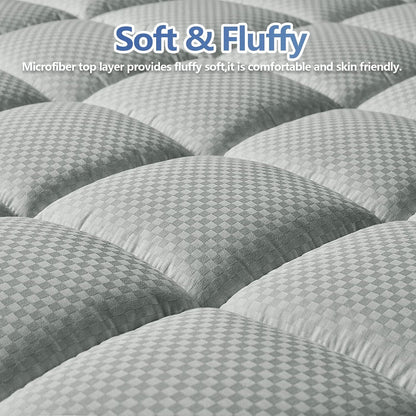MATBEBY Queen Size Mattress Pad - Cooling Breathable Mattress Topper, Quilted Fitted Mattress Protector, Pillow Top Mattress Cover with 8-21" Deep Pocket, Soft, Machine Washable, White, 60x80 Inches