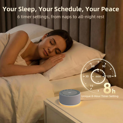 Kipcush White Noise Machine for Baby & Adults, 30 Soothing Sounds, Soft Non-Glare Nursery Lamp, 8 Color Night Lights, Memory Function (Angel V1 White, Standard)
