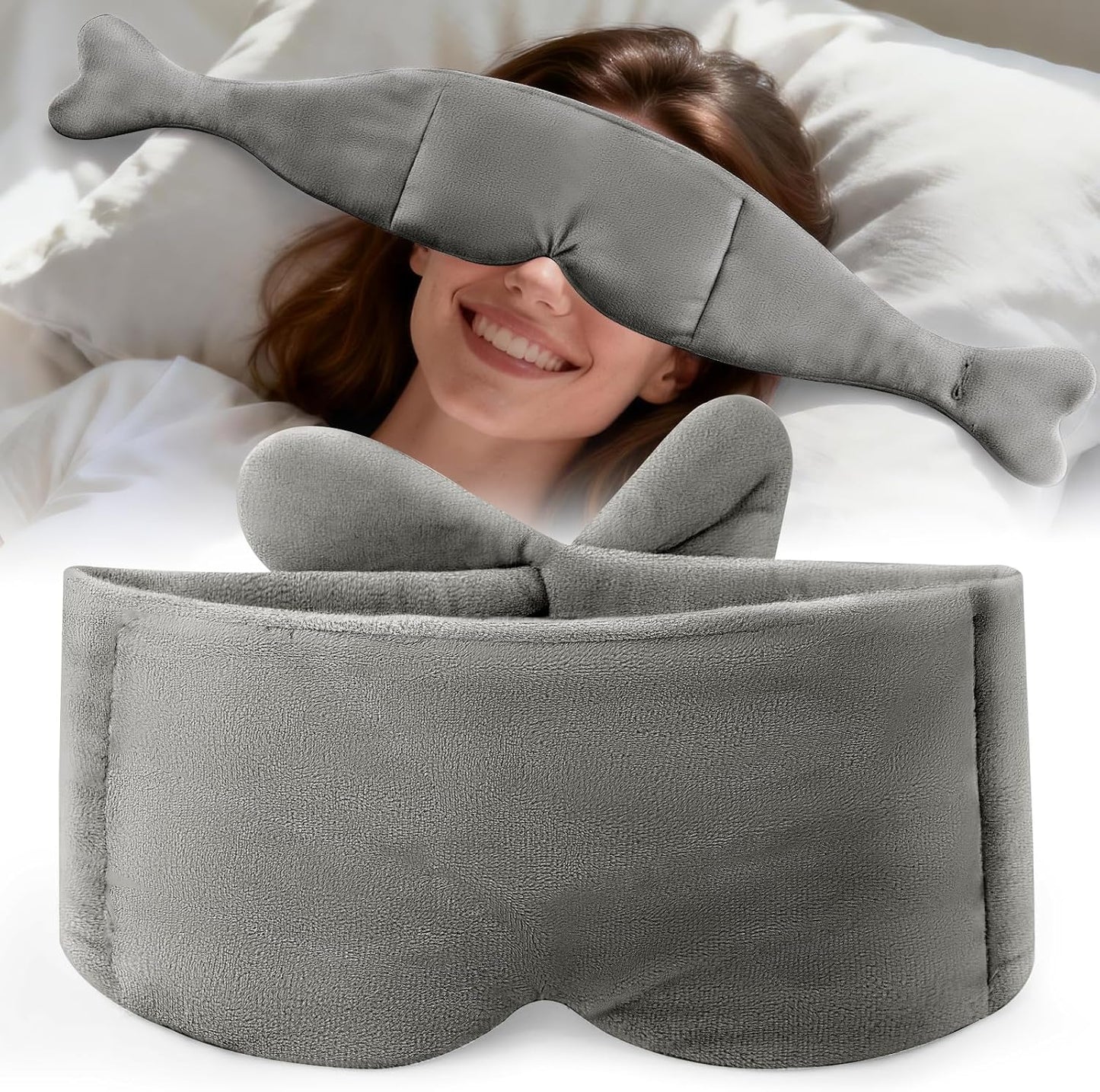 Weighted Eye Mask for Sleeping, Soft Minky Sleep Mask for Side Sleeper with Adjustable Buckle, 100% Blockout Design, Ideal for Meditation, Relaxation and Travel, Includes Storage Pouch (Grey)