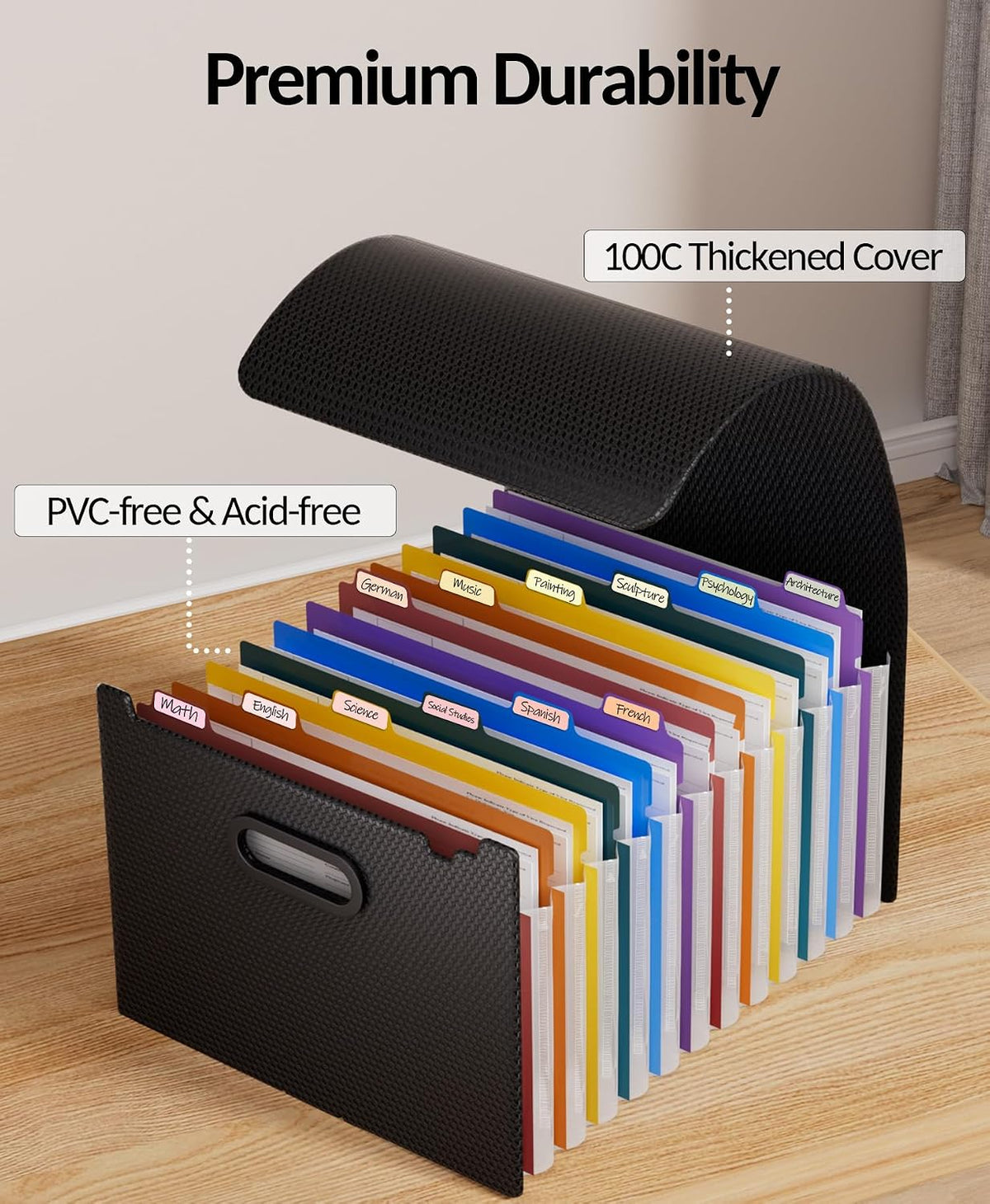Sooez Accordion File Organizer, 13-Pocket Expanding File Folder Letter Size