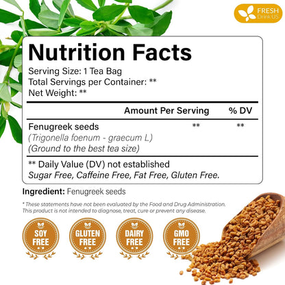 FreshDrinkUS, Premium Fenugreek Tea Bag, 75 Count, Pure, Caffeine Free