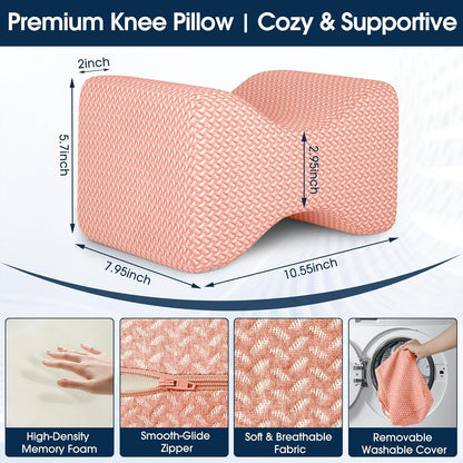 BlissTrends Memory Foam Knee Pillow, Knee Pillow for Side Sleepers, Leg Pillows for Sleeping Blood Circulation, Elevation Pillow for Spine Aligning, Sciatica, Back, Hip, Knee, Ankle Pain, Grey