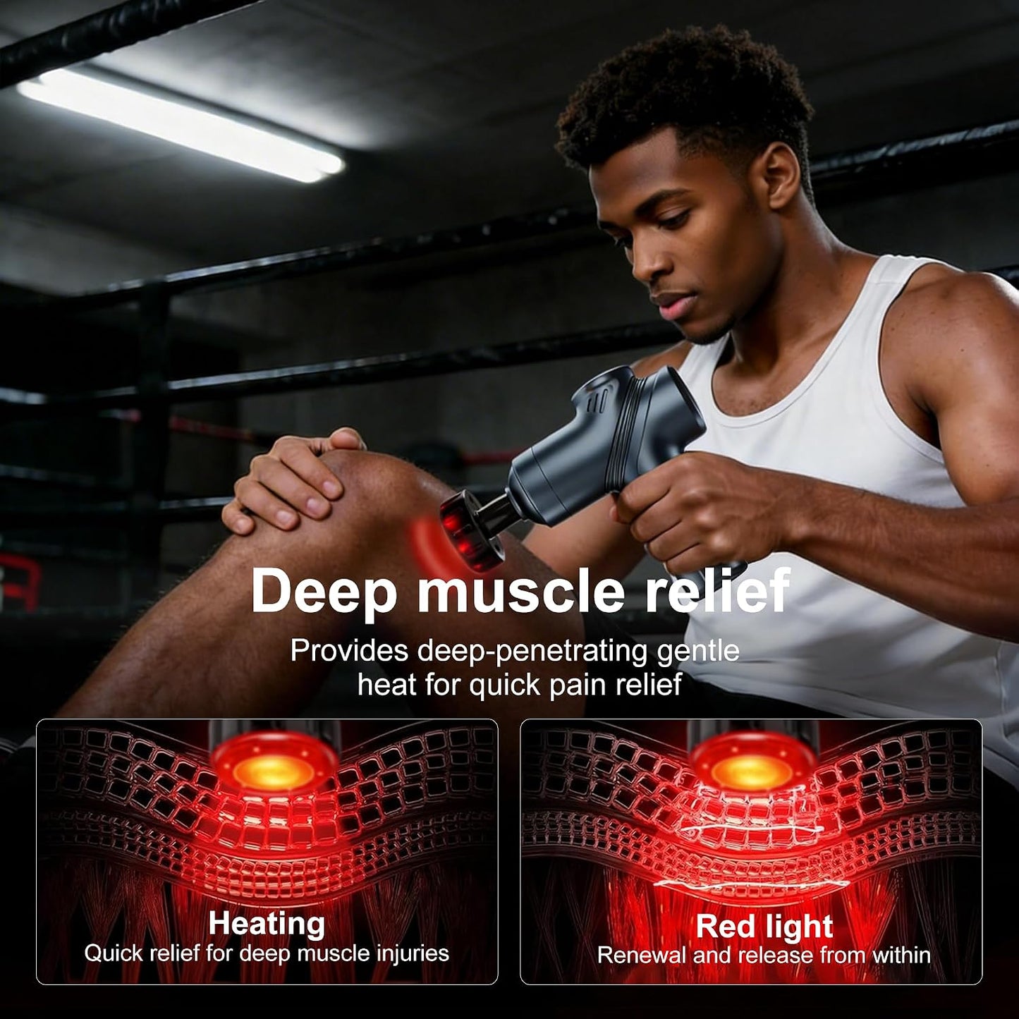 LEERCON Massage Gun Deep Tissue, Silent Motor and Portable Massage Gun with 4 Interchangeable Heads for Deep Muscle Relief and Relaxation, Relax Gift