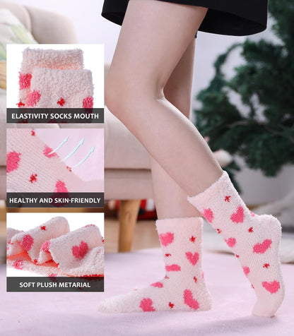 SDBING Fuzzy Socks for Women Soft Fluffy Home Sleeping Socks Cozy Warm Slipper Socks 6 or 5 Pairs