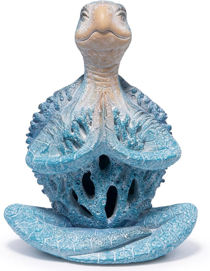 Hodao 2PCS Sea Turtle Meditation Yoga Figurines, Coastal Beach Decor