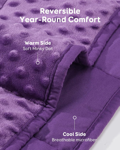Kivik 2 lbs Weighted Lap Pad, Ultra Soft Minky Dotted Heavy Blankets Throw for Better Study Relaxing & Sleeping, Machine Washable, 20 x 30 Inches, Purple