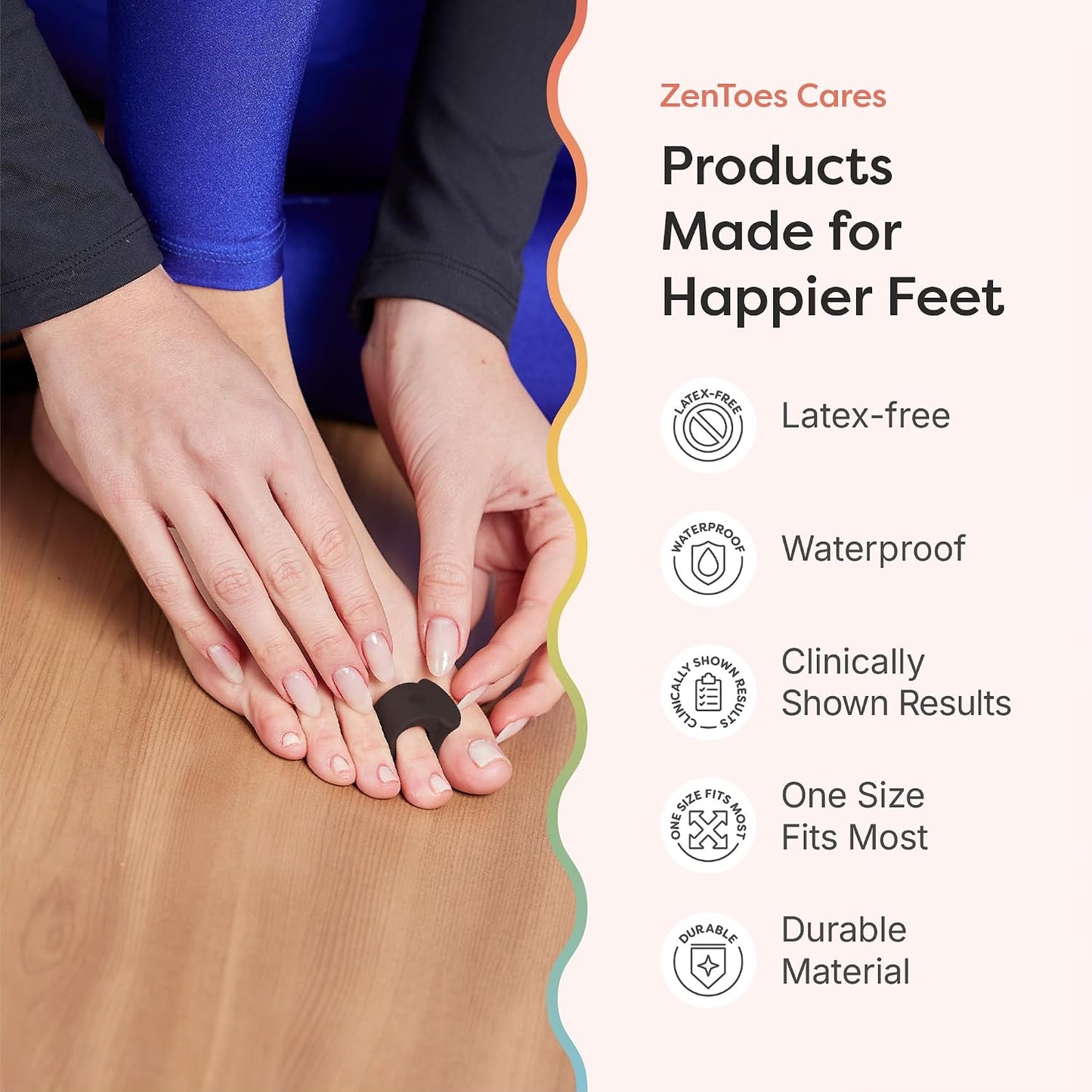 ZenToes Gel Toe Separators for Overlapping Toes, Bunions, Big Toe Alignment, Corrector and Spacer - 4 Pack (White)