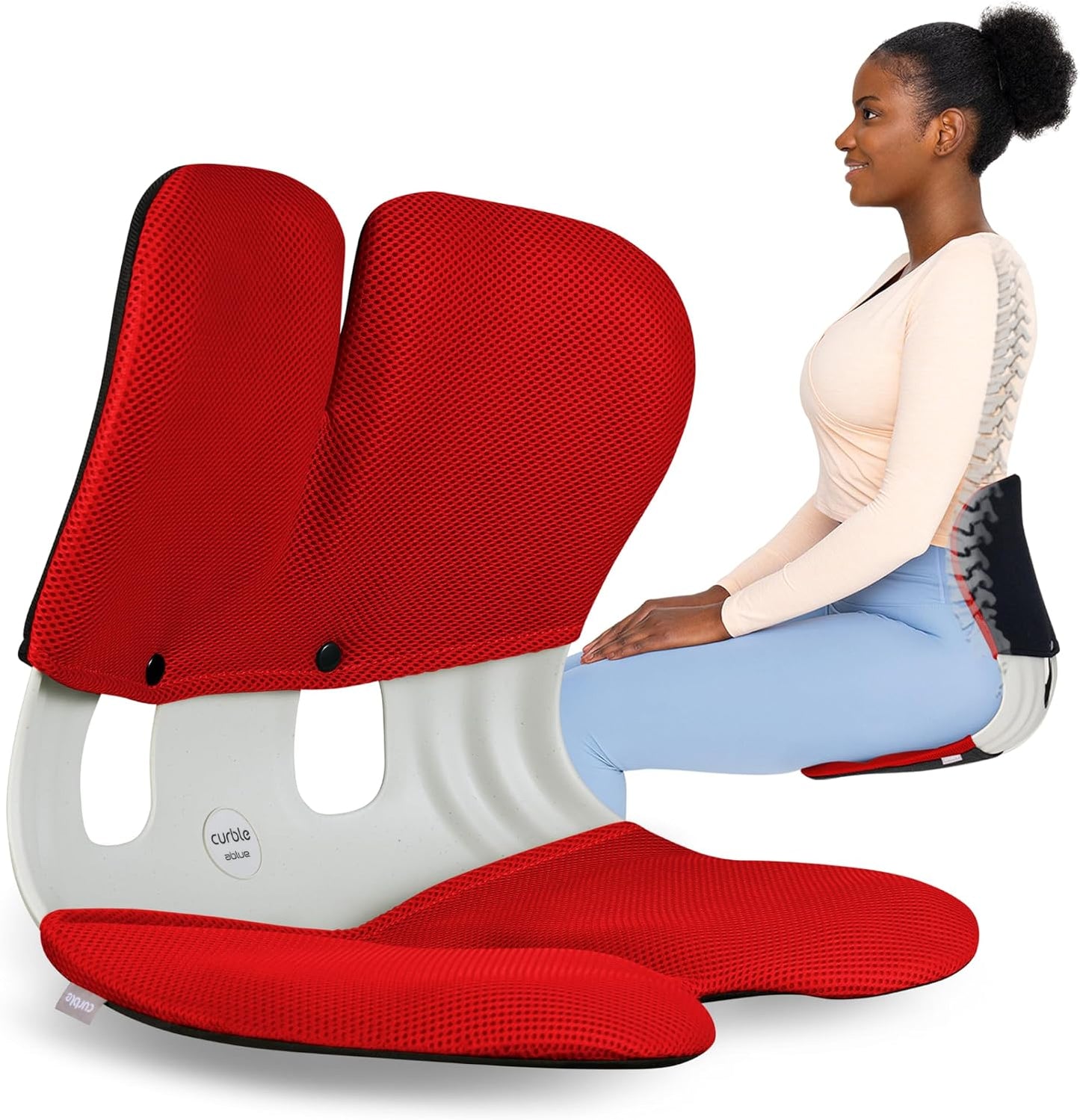 curble Grand– Extra Wide Ergonomic Seat Support, Sit Straighter Without Effort, Passive Posture Trainer for Office, Home & Car (Grey)