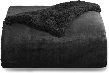 Bedsure GentleSoft Sherpa Fleece Throw Blanket for Couch, Non-Heated, Thick & Warm Cozy Blanket for Winter, Soft Fuzzy Plush Throw Gifts for Women and Men, Grey, 50x60 Inches