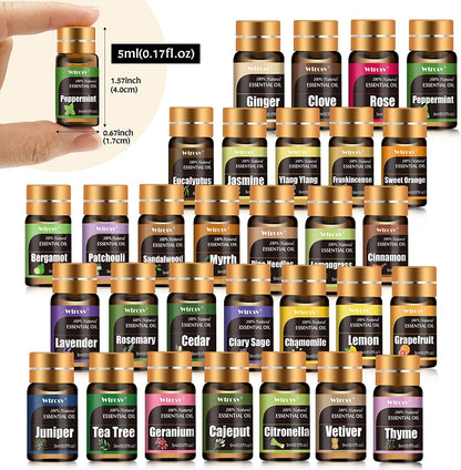 Essential Oils Set - Top 15 Scents for Diffuser, Humidifier, Skin Care, Aromatherapy, Massage, Candle & Soap Making - Fragrance Gift Set (5ml)