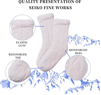 SDBING Women's Winter Super Soft Warm Cozy Fleece Lined Fuzzy Slipper Socks with Grippers
