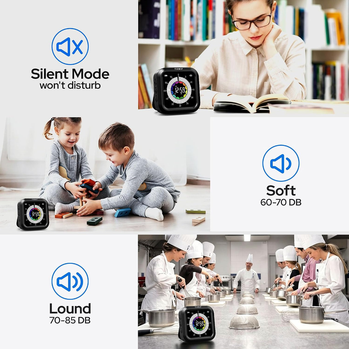 Visual Timer for Kids with Color Display Kitchen Timer 1500mAh Battery