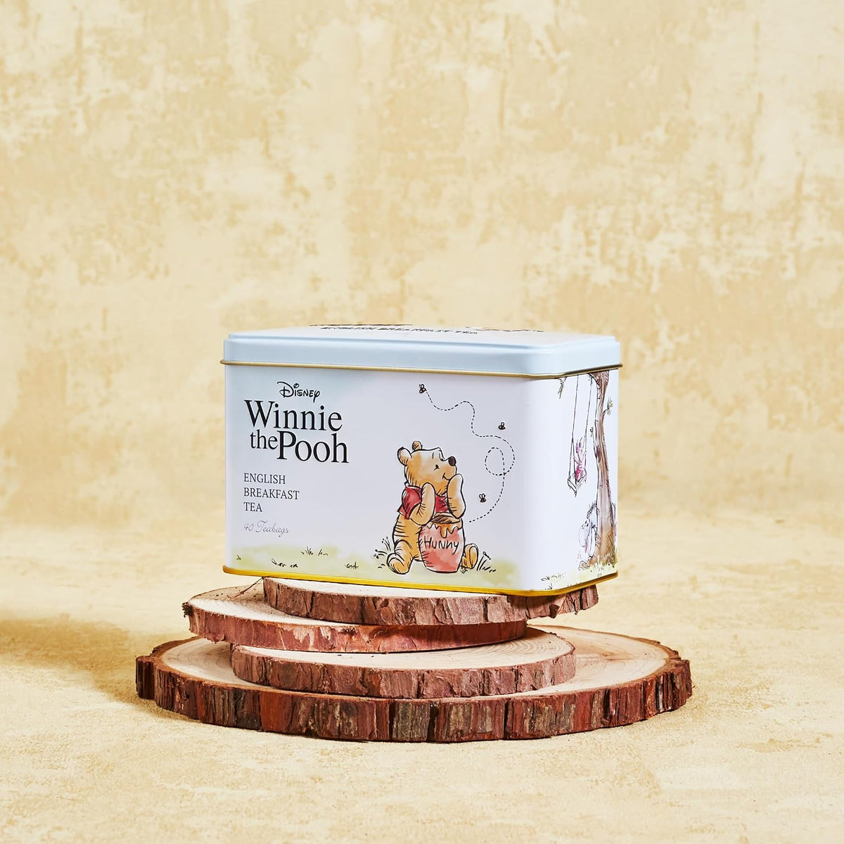 New English Teas Winnie the Pooh Tea Caddy with 40 English Breakfast Teabags, Tigger, Piglet & Eeyore