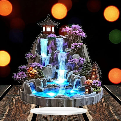 Desktop Mini Rockery Water Fountain with LED Lights, Indoor Circulating Waterfall Tabletop Ornament, Relaxing Zen Decor Fountain for Home Bedroom Office Desk Living Room