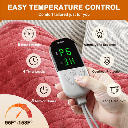 35 x 20 Inch King Size Electric Heating Pad for Back, Neck and Shoulders | FSA Eligible HSA, for Period Cramps, Abdomen and Knee, Dry or Moist Heat Use, 2H Auto Shut Off, 6 Heat Settings, Washable