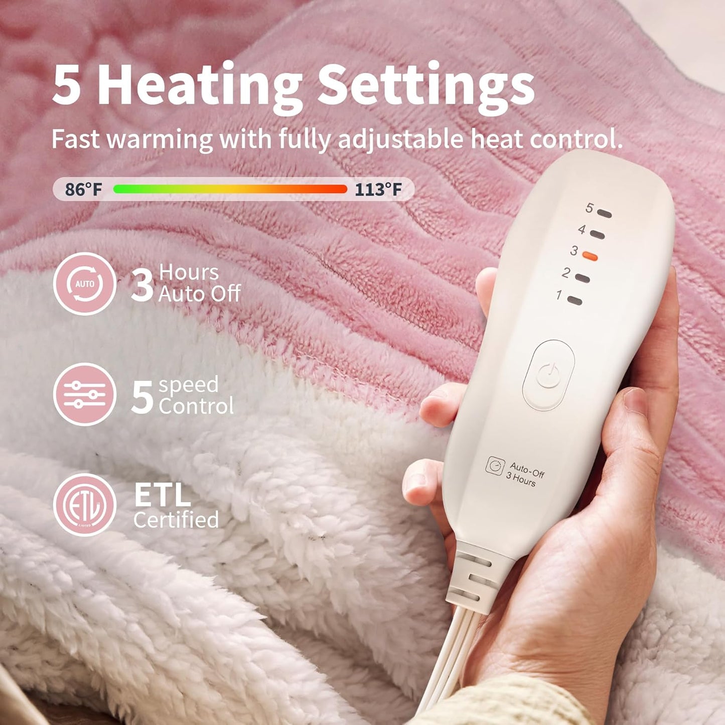 Texciting Heated Blanket Electric Blanket Throw 50''X60''-Heating Throw with 9 Heat Settings-2-10 Hours Auto Off,ETL Certified,Machine Washable (Green)