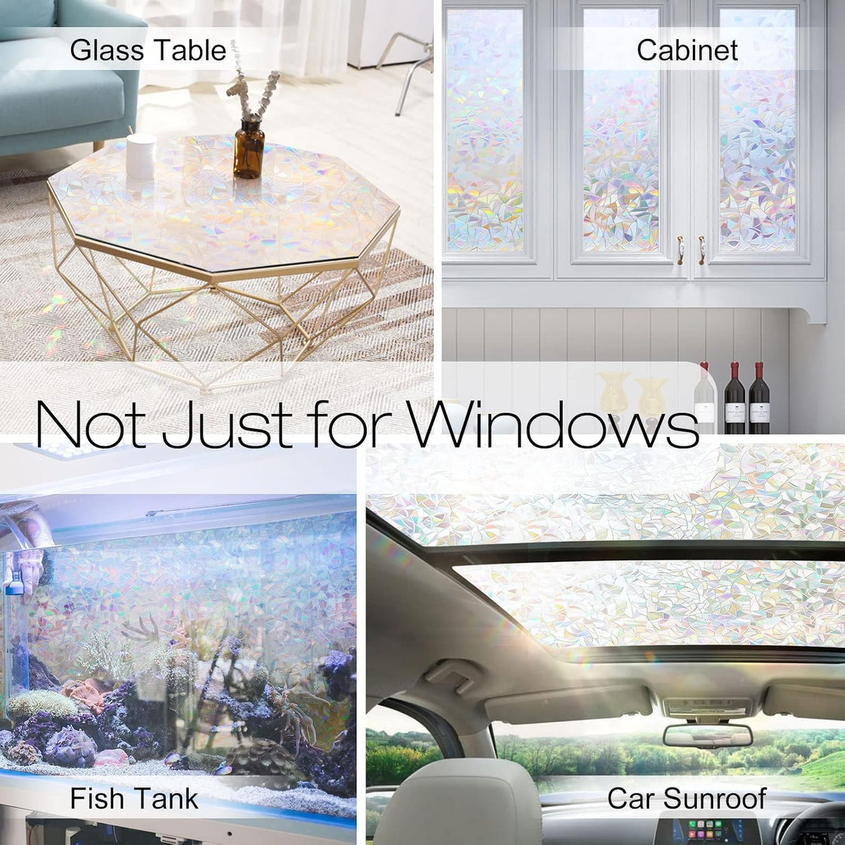 rabbitgoo Rainbow Window Privacy Film, Stained Glass Cling, 17.5" x 78.7"