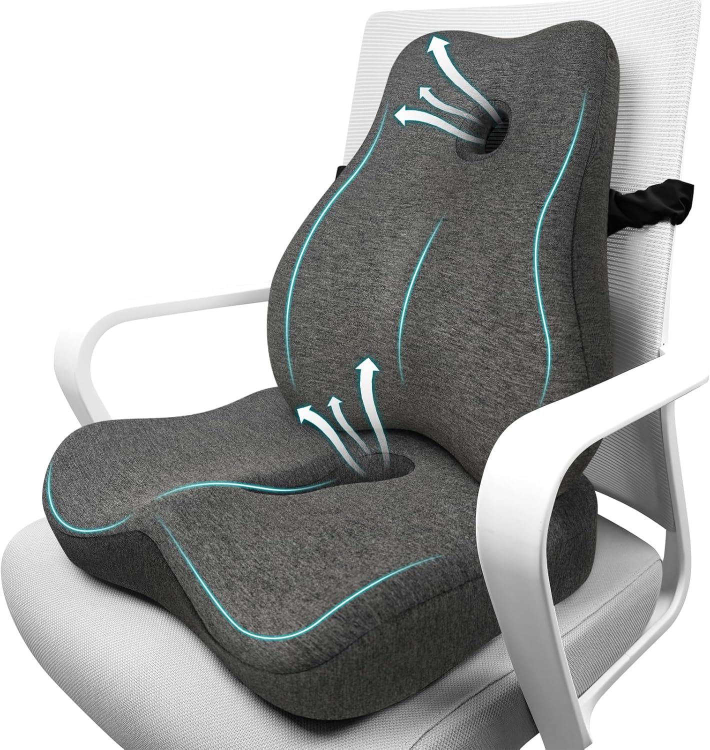 Seat Cushion & Lumbar Support Pillow for Office Chair,Memory Foam Chair Cushions for Tailbone Pain, Non-Slip Back Support for Desk,Gaming Chair,Wheelchair, Breathable & Machine Washable