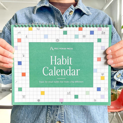 Free Period Press Habit Tracker Calendar & To Do List Planner, Spiral Bound Habit Tracker with Writable Goals, 12 Months Undated, 8"x10”