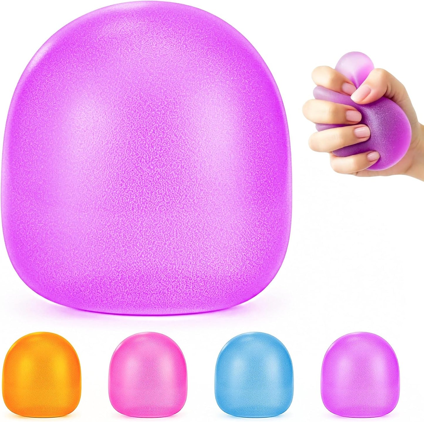 Stress Balls-Gumdrop Squishy Stress for Kids and Adults, Super Solid Squeeze Ball, Sensory for Stress Relief, Birthday, Easter Basket Stuffers and Party Favors (Blue)