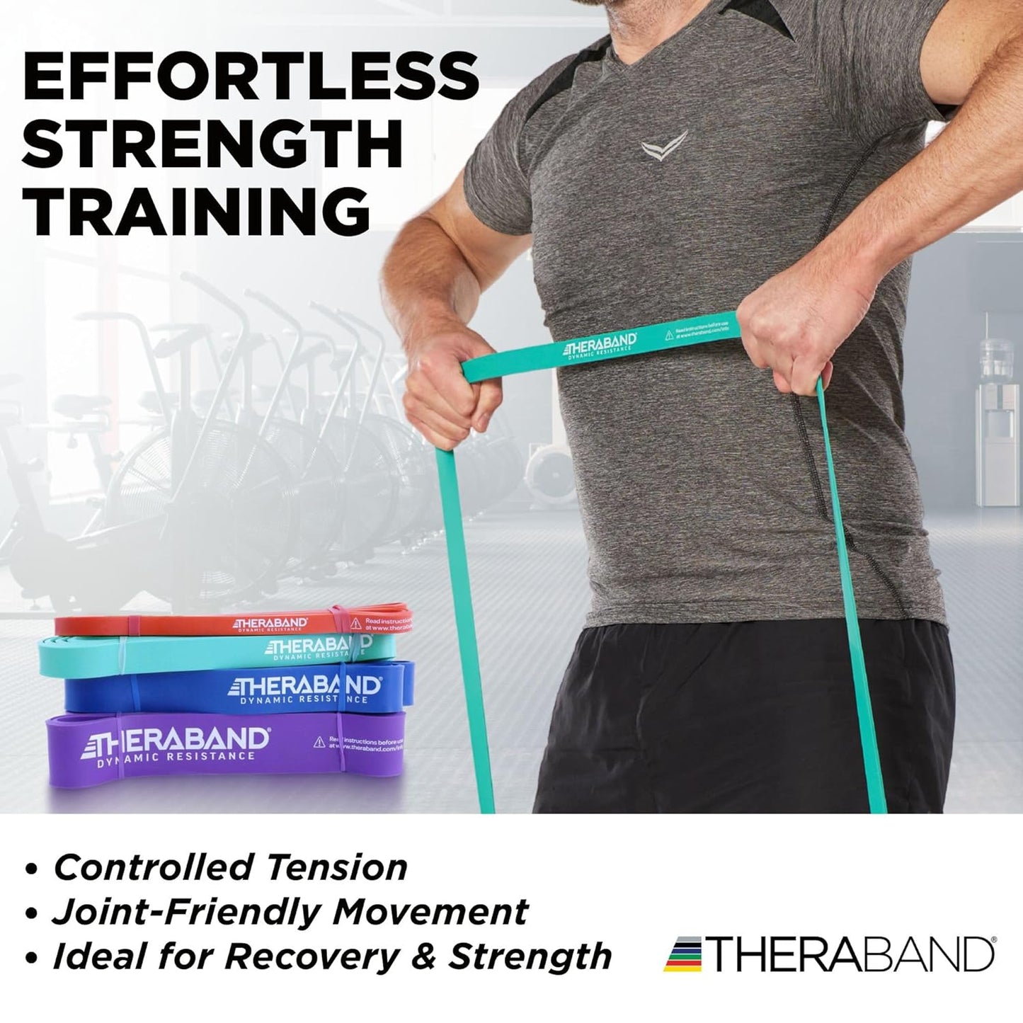 THERABAND High Resistance Band Set of 2, Light and Medium Elastic Super Bands for Full Body Workouts, Physical Therapy, Strength Training, Durable 41” Loop Exercise Bands, 15-25 lbs Resistance