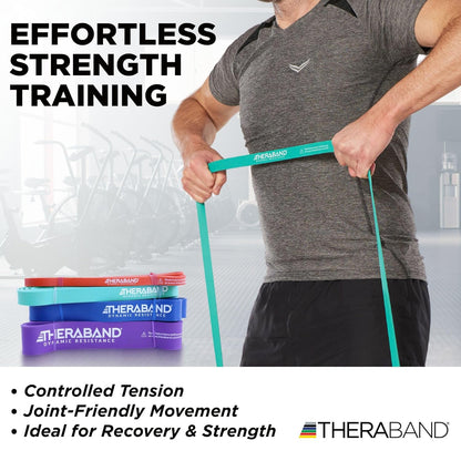 THERABAND High Resistance Band Set of 2, Light and Medium Elastic Super Bands for Full Body Workouts, Physical Therapy, Strength Training, Durable 41” Loop Exercise Bands, 15-25 lbs Resistance