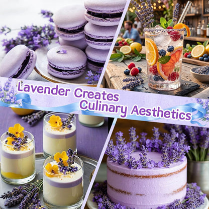 Curnue 50+ Edible Lavender Sprigs for Cocktails & Drinks Garnish