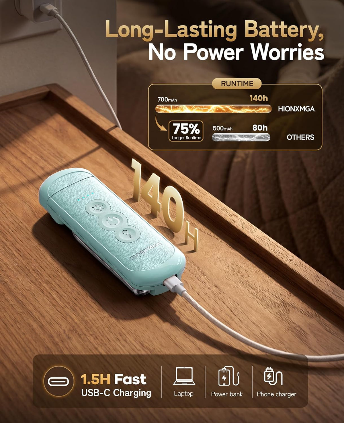 HIONXMGA Rechargeable Book Light,Clip-On Reading Light for Books in Bed