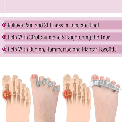 DR. JK- ToePal Gel Toe Separator, 2 Pairs, Toe Spacers, Toe Straightener, Hammer Toe Straightener, Toe Spreader, Toe Stretcher, Toe Corrector for Women and Men, Bunion Corrector