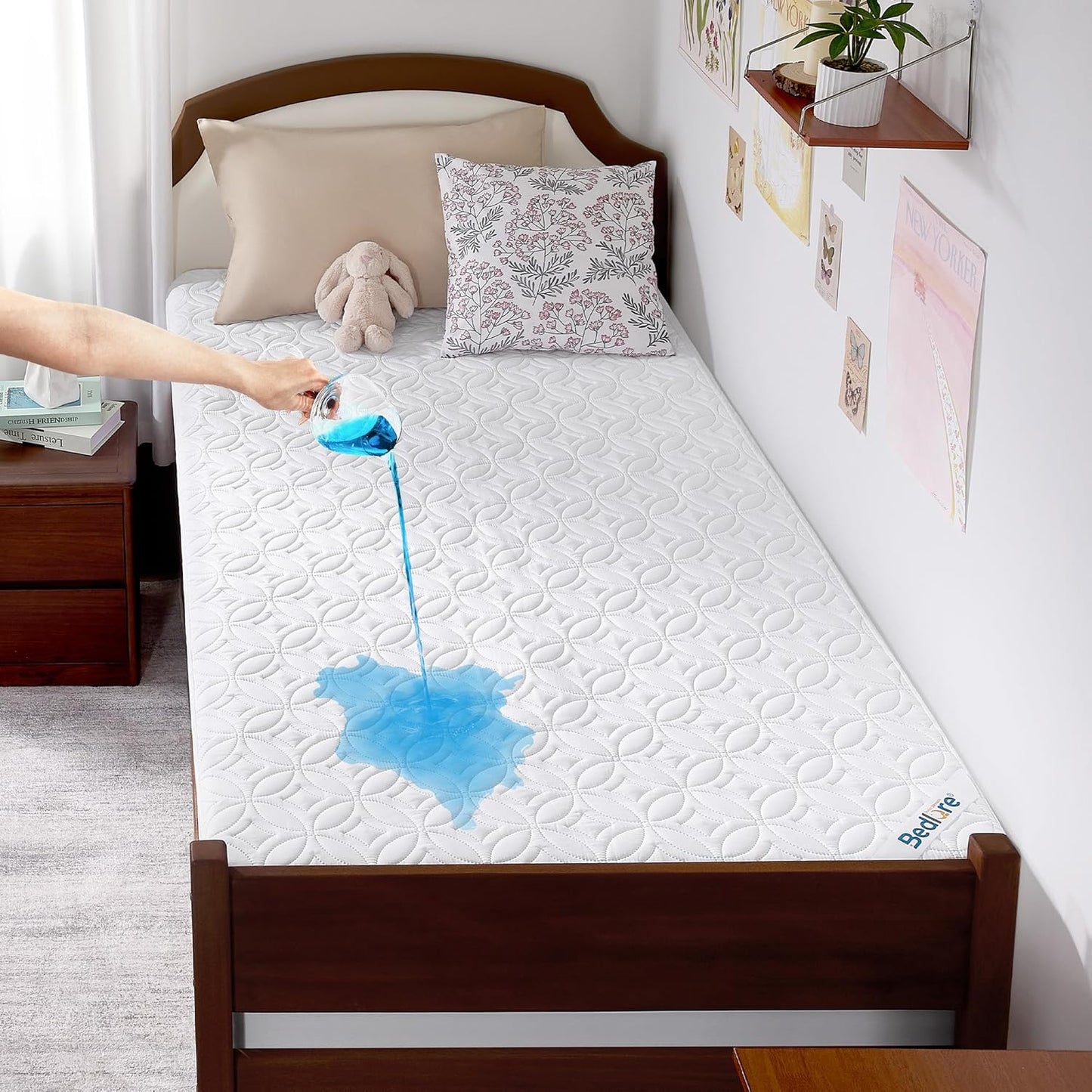 BEDLORE Waterproof Mattress Protector, King Size Mattress Pad with Deep Pocket 6"-18" Depth, Soft Noiseless Dirt-Proof Bed Mattress Cover Washable for Home, Bedroom, Hotel (Gray)