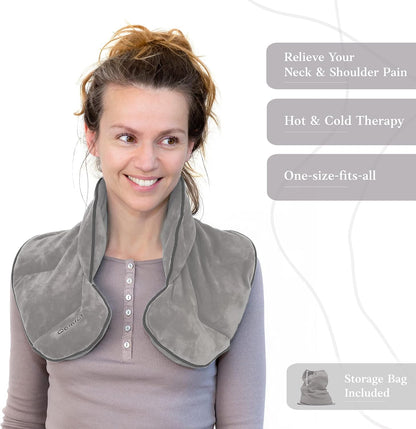 Qomfor Microwave Heating Pad for Neck and Shoulders - Soothing Weighted Neck Wrap Microwavable - Neck Warmer for Stress Relief and Pain Relief - Lavender Aromatherapy - Gift for Women (Purple)