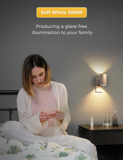 L LOHAS LED Night Light, Amber Nightlight, Dimmable Night Light 100LM, Light Sensor, Yellow Nightlight, Sleep Light for Kids, Soft & Warm Light for Bedroom, Hallway, Bathroom, 2 Pack