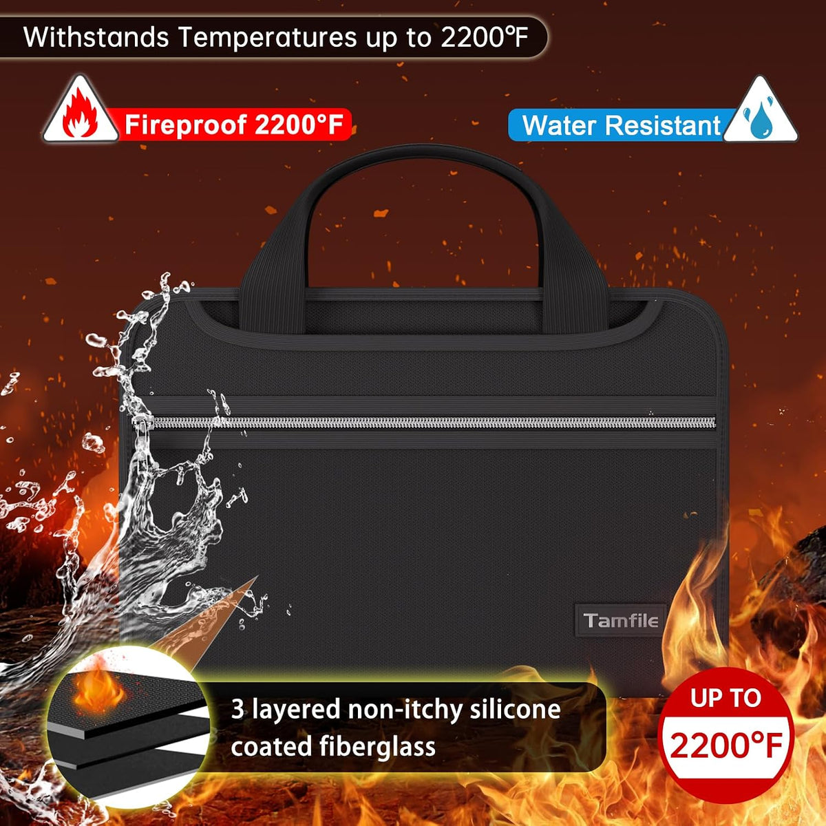 Tamfile Fireproof Accordion File Folder with Handle, Document Organizer