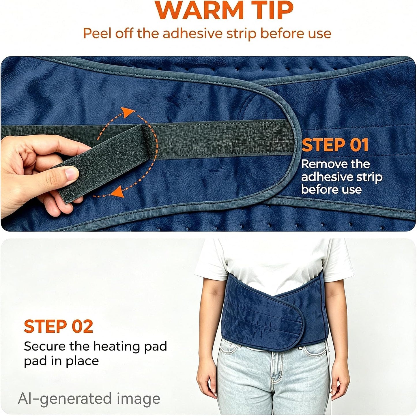 IGXHAVIZ Heating Pad for Back Pain Relief, Electric Heating Pad for Period Cramps Neck Shoulders with Belt, 4 Timer 6 Heat Setting & Auto Shut Off, 12"x24"+20" Large Moist Heat Pad for Mom,Dad