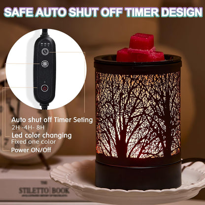 Enaroma Fragrance Wax Melts Warmer with 7 Colors LED Changing Light Classic Black Forest Design Scent Oil Candle Warmer for Home Black Forest